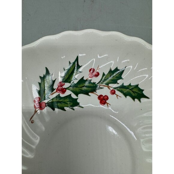 Ceramic Tea Cup Saucer With Holly Berry Design 6" READ - Picture 2 of 7